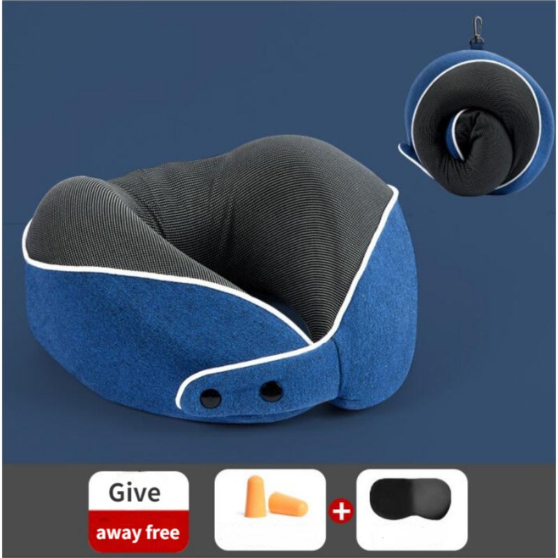 Memory Foam Travel Pillow with Breathable Cover for Airplane Car Office Sleep
