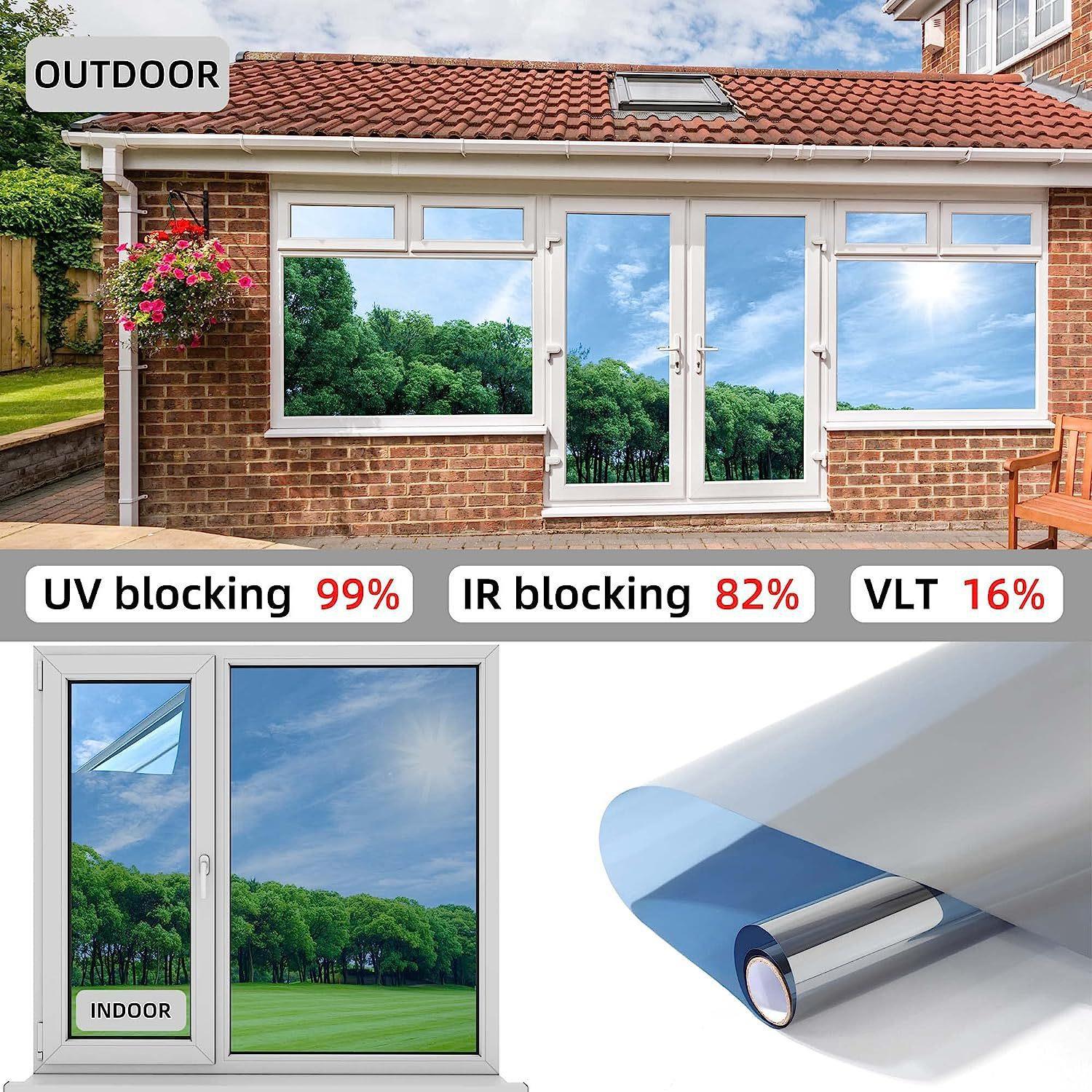 4 Pack Sunshade Window Film Heat Insulation UV Blocking Privacy Glass Stickers
