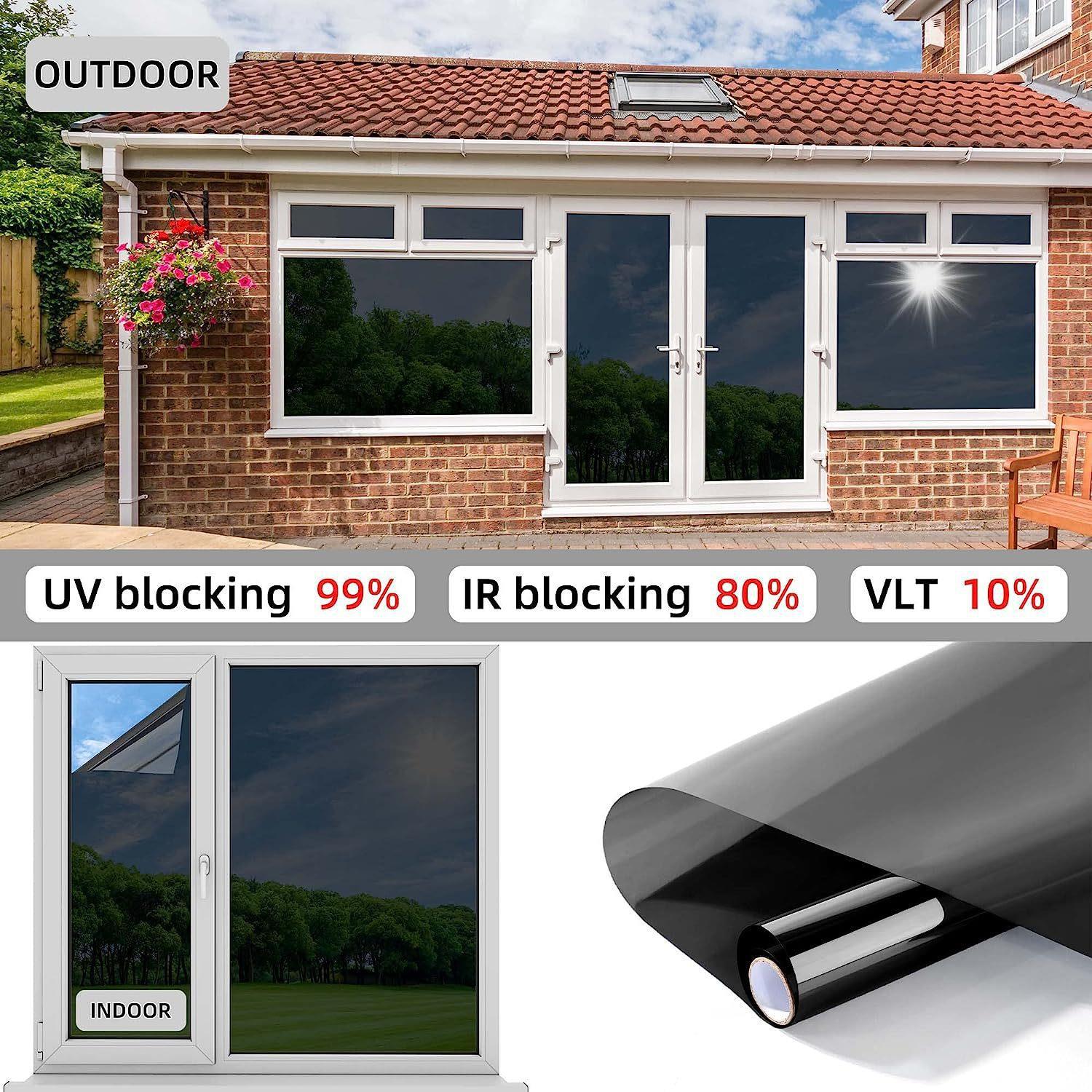 4 Pack Sunshade Window Film Heat Insulation UV Blocking Privacy Glass Stickers