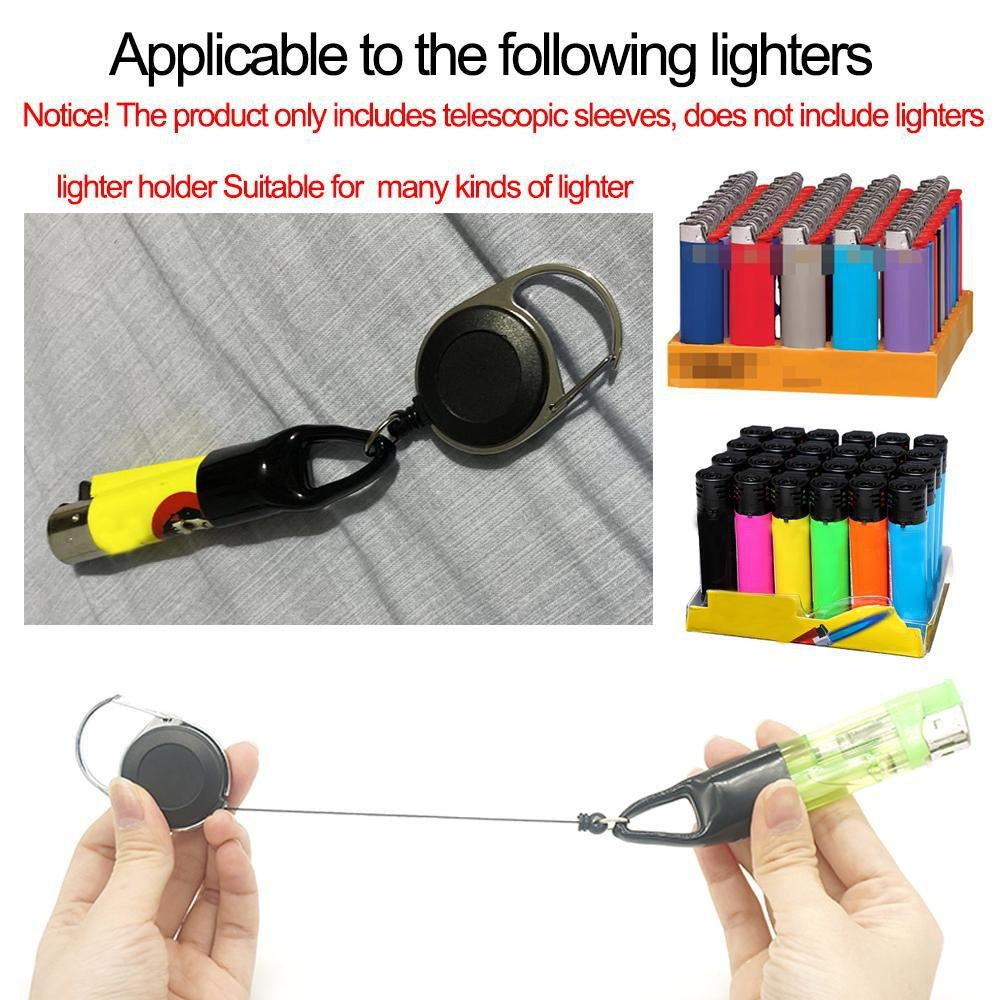 Unisex Silicone Lighter Sleeve Holder Clip with Retractable Keychain