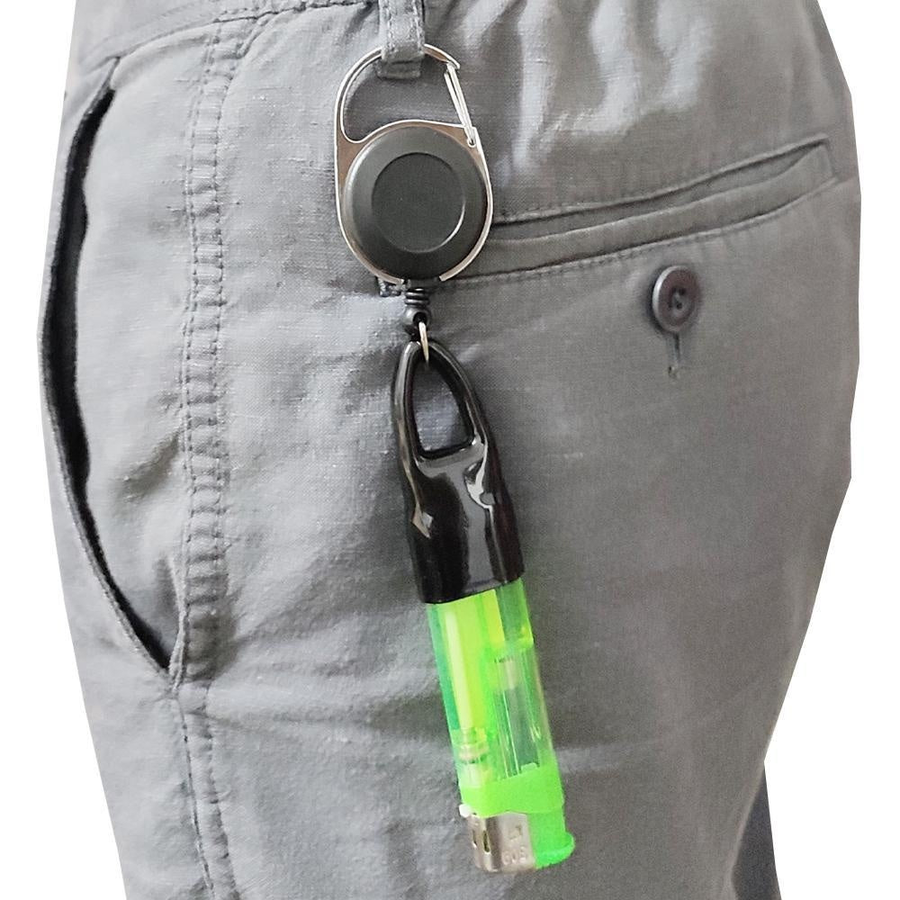 Unisex Silicone Lighter Sleeve Holder Clip with Retractable Keychain