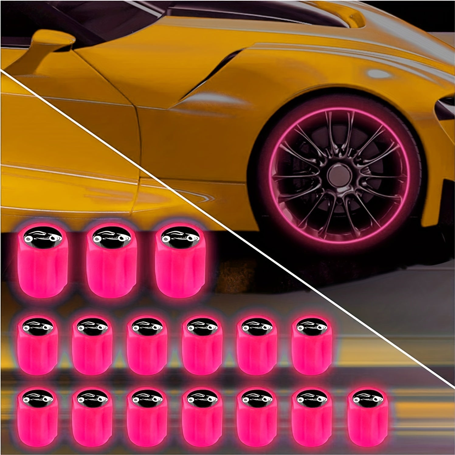 16 piezas de tapas de válvula de neumático fluorescentes para coche, accesorios de neón que iluminan tu vehículo