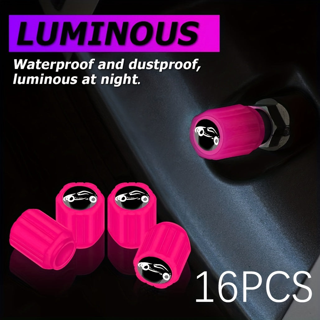 16 piezas de tapas de válvula de neumático fluorescentes para coche, accesorios de neón que iluminan tu vehículo