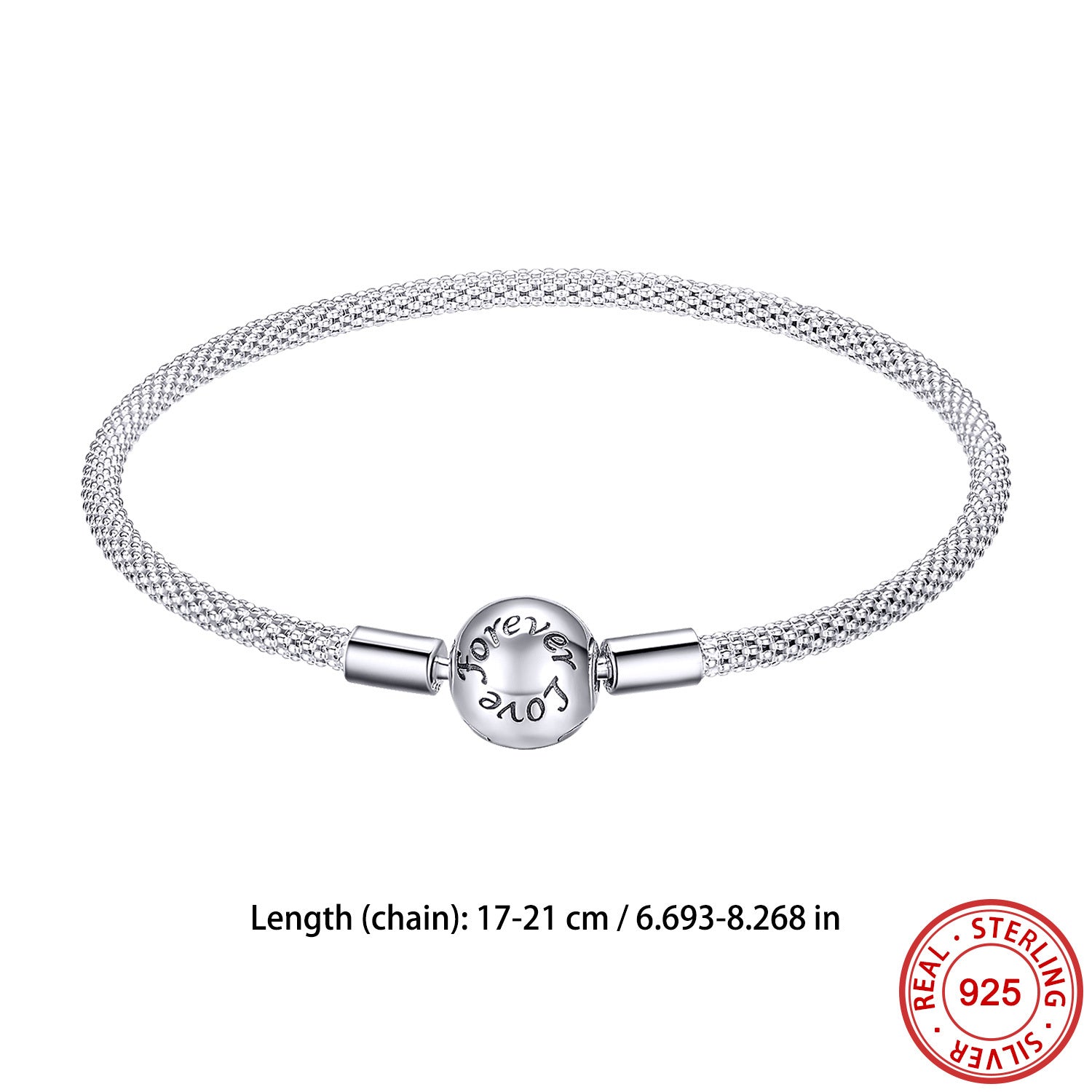Women's Sterling Silver Love Charm Bracelet - Forever Causal Jewelry Gift