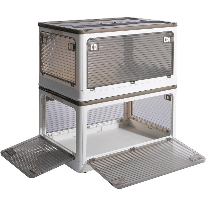 Foldable Plastic Storage Bin with Wheels for Toys Clothing and Home Organization