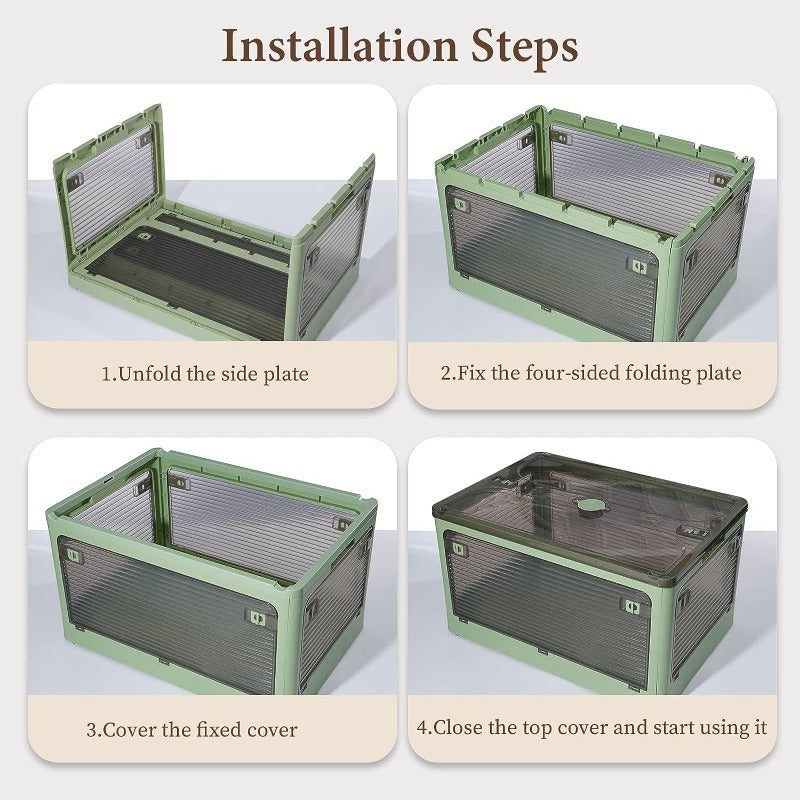 Foldable Plastic Storage Bin with Wheels for Toys Clothing and Home Organization