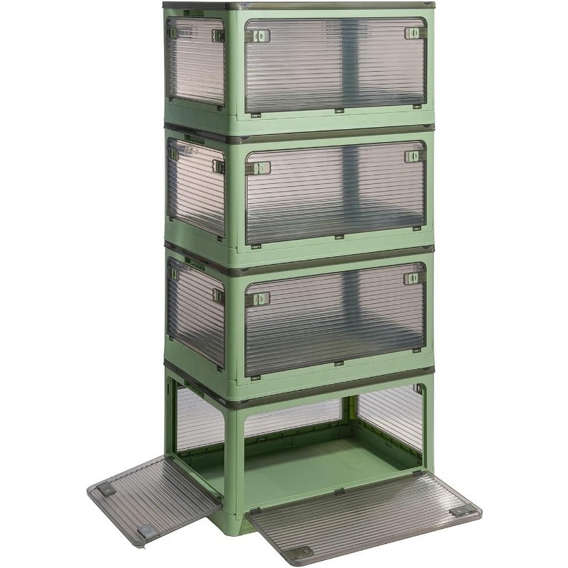 Foldable Plastic Storage Bin with Wheels for Toys Clothing and Home Organization