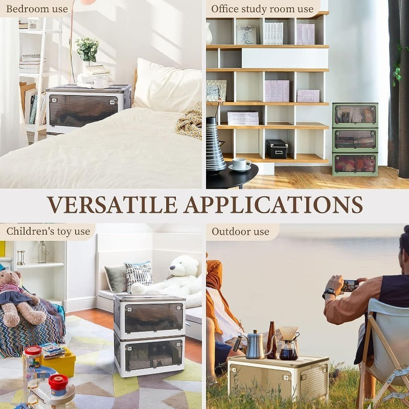 Foldable Plastic Storage Bin with Wheels for Toys Clothing and Home Organization