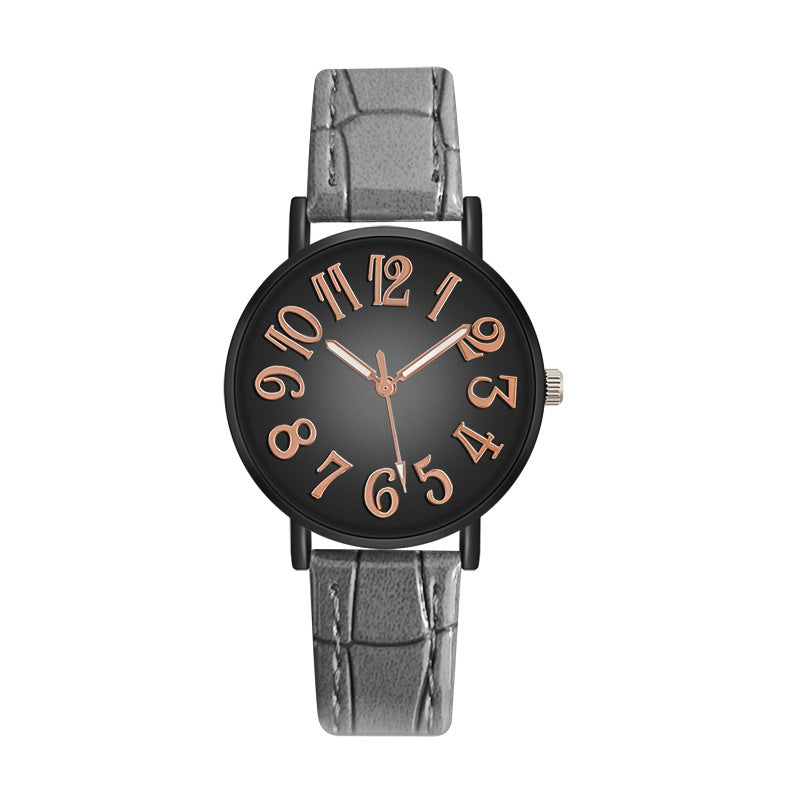 Women’s Quartz Watch with Vintage Gradient Dial and PU Leather Band