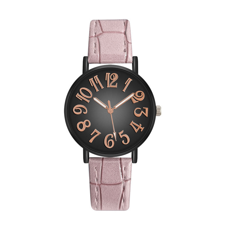 Women’s Quartz Watch with Vintage Gradient Dial and PU Leather Band