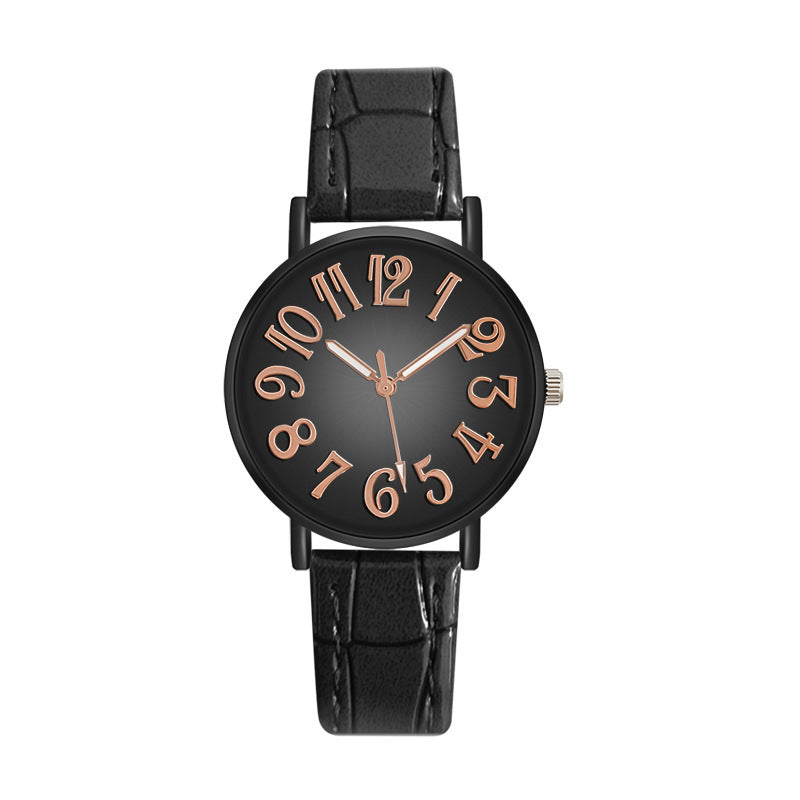 Women’s Quartz Watch with Vintage Gradient Dial and PU Leather Band