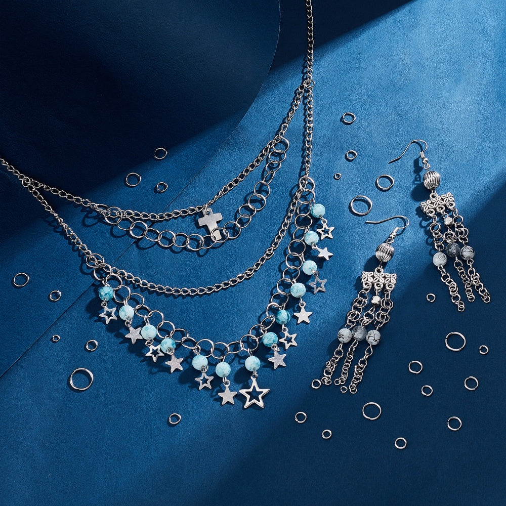 Stainless Steel Jump Rings 2240 dona 20-22 Gauge 3-10mm diametrli ochiq dumaloq zargarlik buyumlari uchun