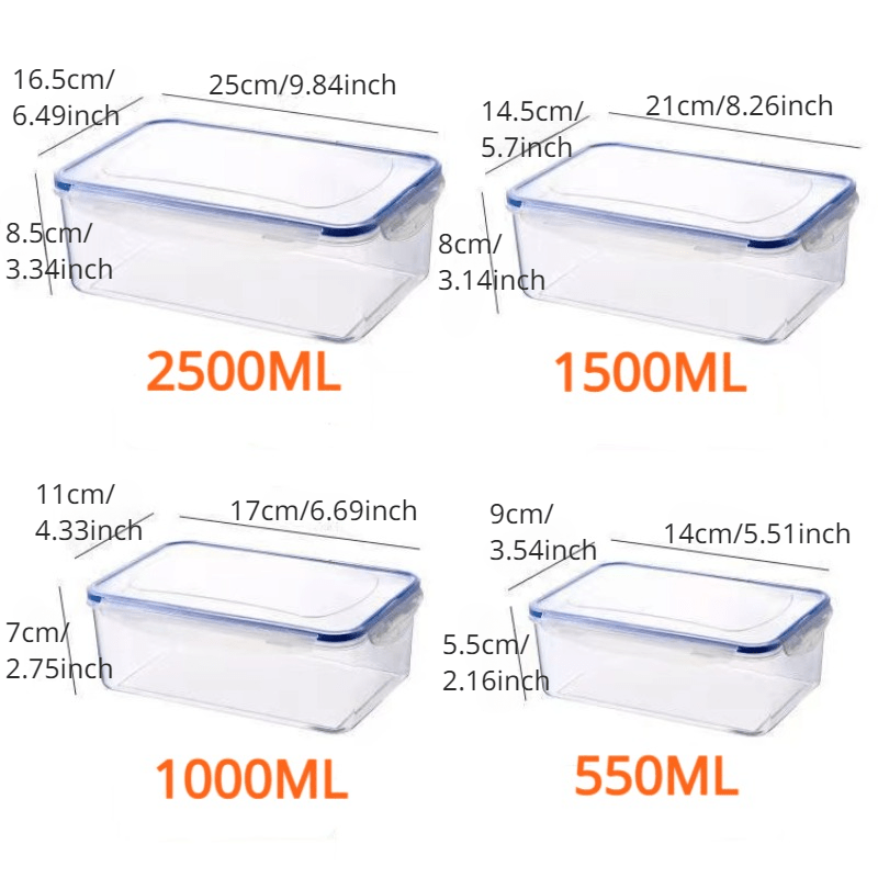 Набор из 3 пластиковых контейнеров для хранения продуктов с крышками, безопасны для микроволновки, без BPA