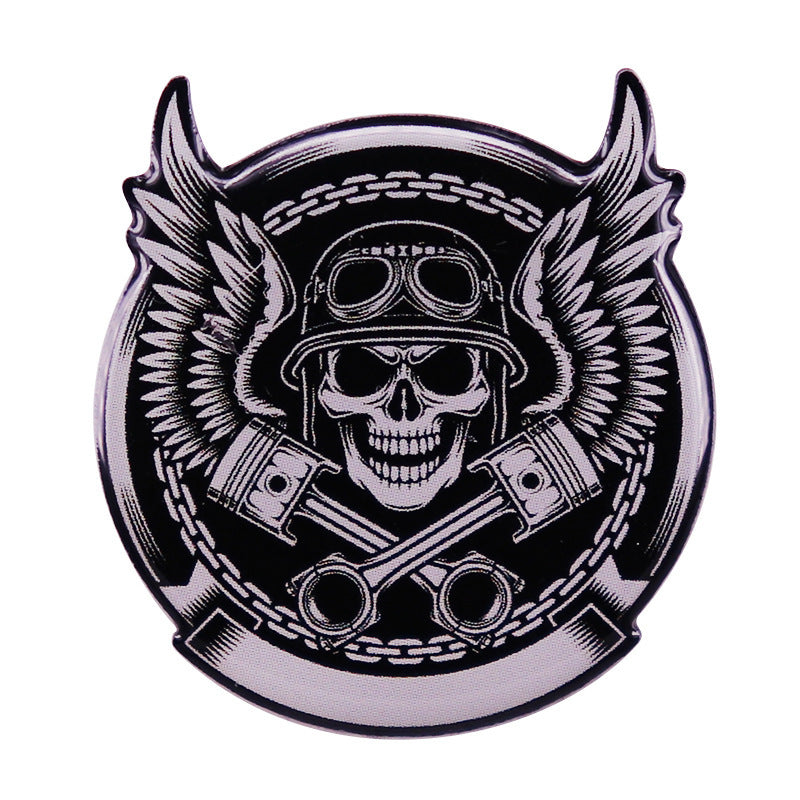 Mototsikl ixlosmandлари учун винтаж Skull and Bones шлем белгиси, белига тагиш пин