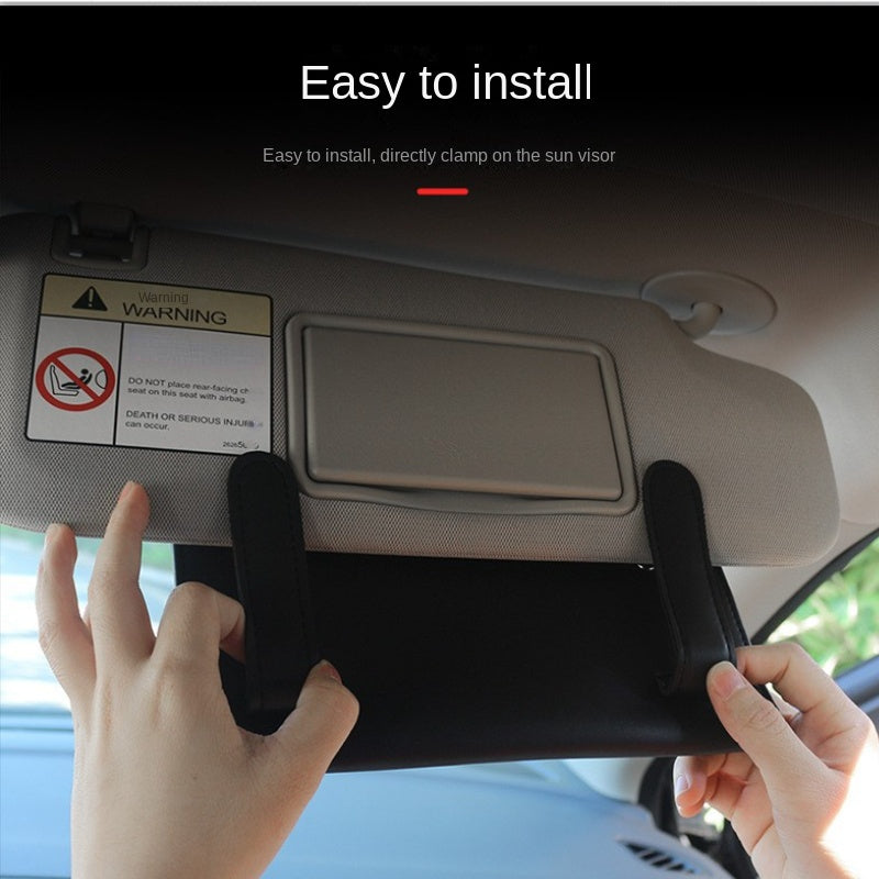 Universal avtomobil uchun qog'oz qutisi tutqichli PU charm quyosh nuri tashkilotchisi