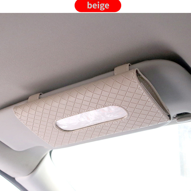 Universal avtomobil uchun qog'oz qutisi tutqichli PU charm quyosh nuri tashkilotchisi