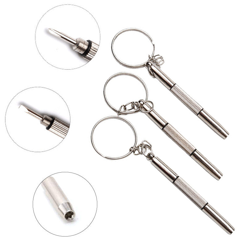 Portable Eyeglass Repair Kit with Screwdriver Keychain for Glasses Watches