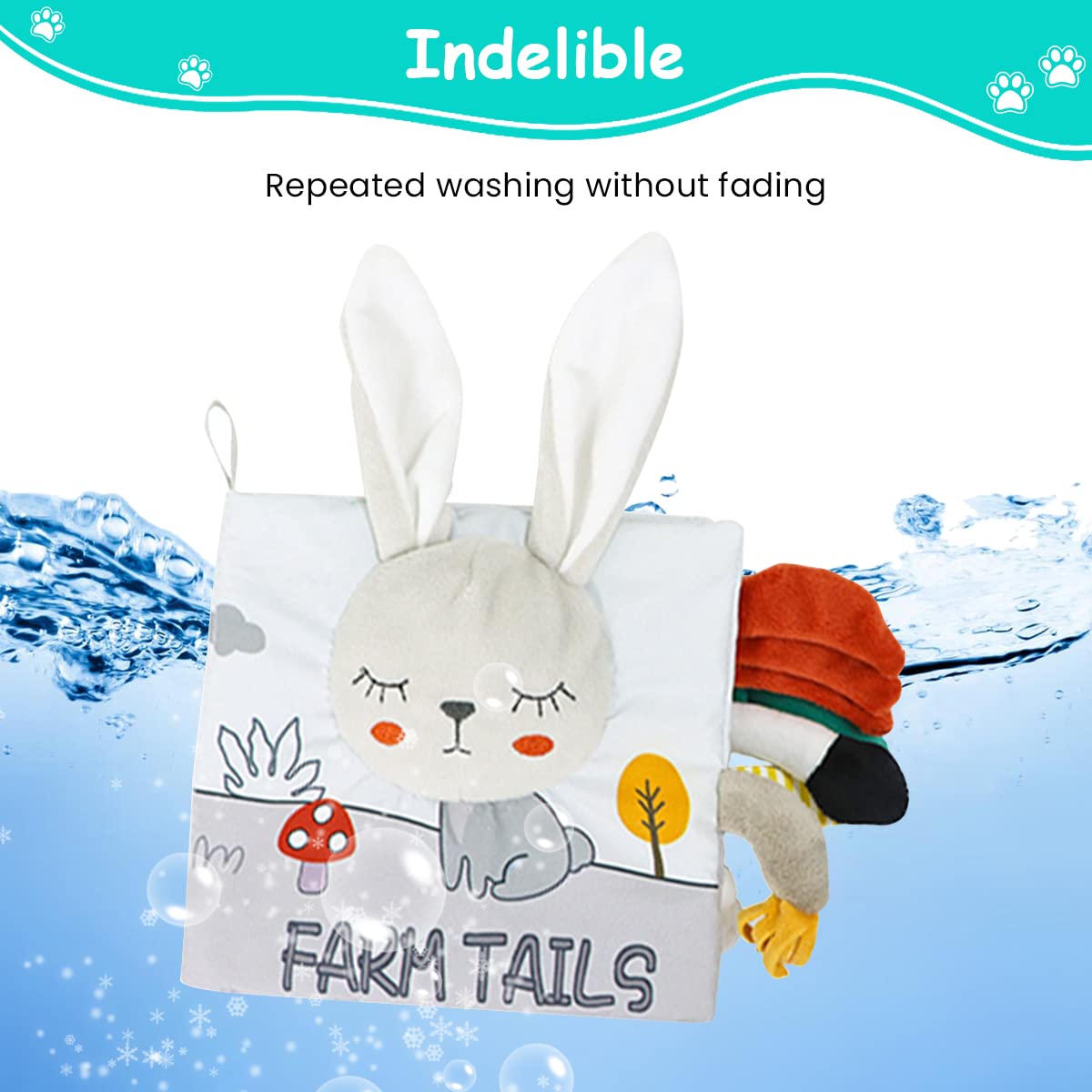 Children's Cloth Book for Early Learning Chew-Resistant Sound-Making Gray White