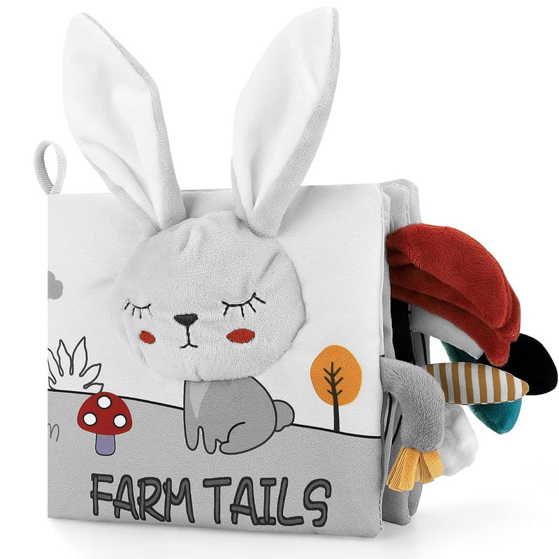 Children's Cloth Book for Early Learning Chew-Resistant Sound-Making Gray White