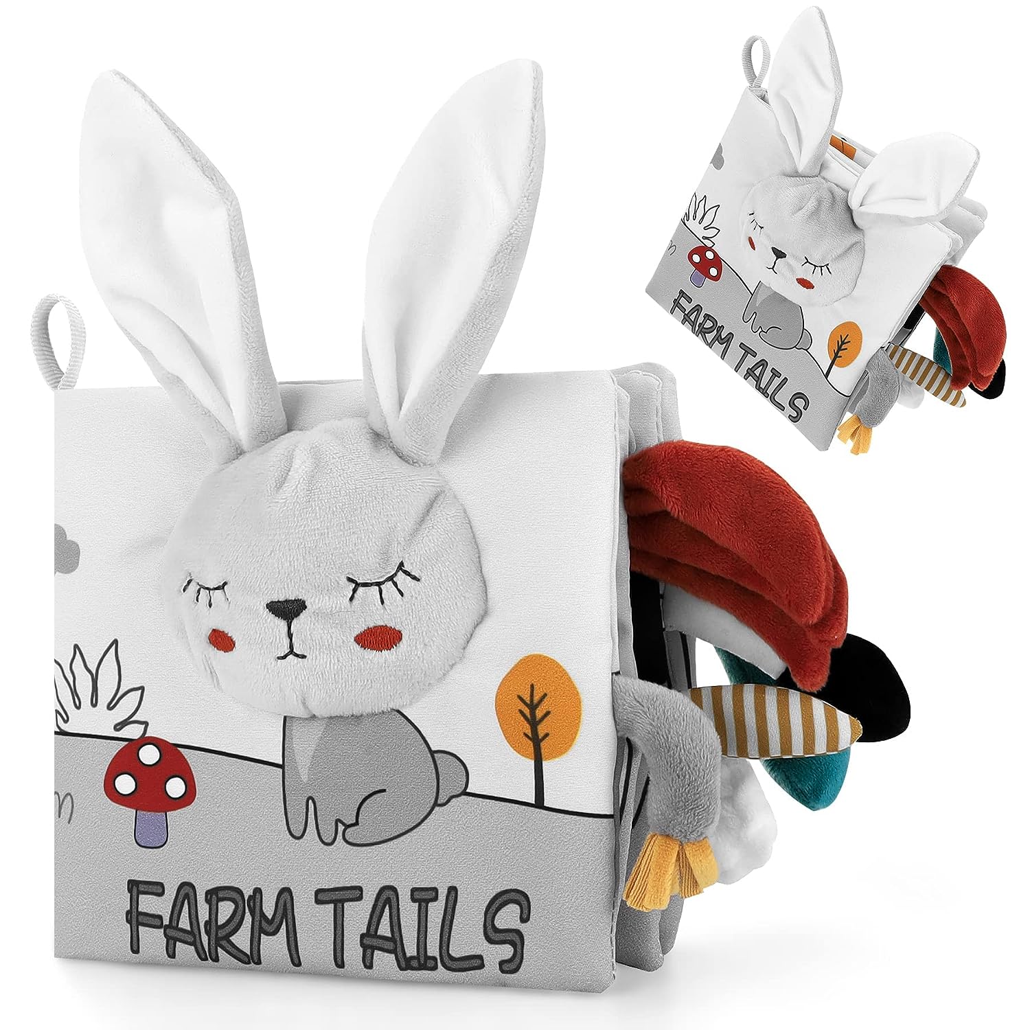 Children's Cloth Book for Early Learning Chew-Resistant Sound-Making Gray White