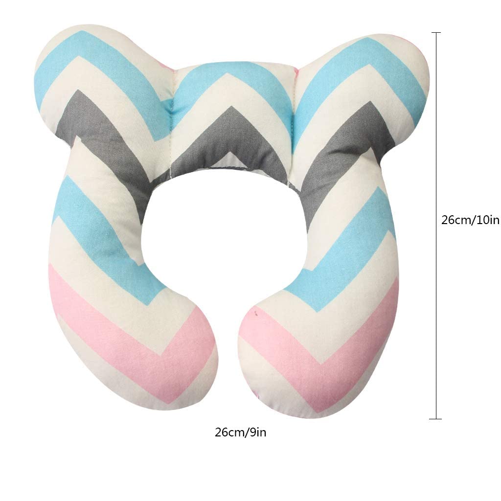 Kids Neck Support Pillow Lightweight Travel Cushion for Car Seat and Stroller White and Red