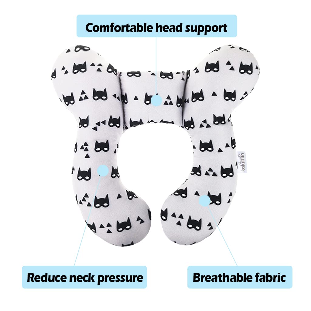 Soft Youngsters Travel Pillow for Car Seats and Strollers Gray Neck Support Machine Washable