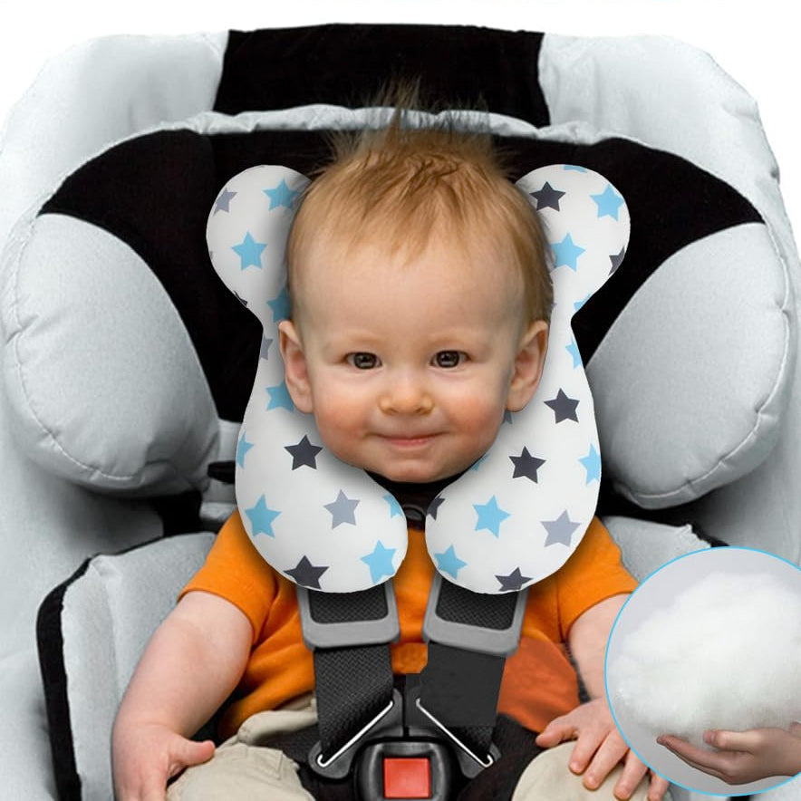 Soft Youngsters Travel Pillow for Car Seats and Strollers Gray Neck Support Machine Washable