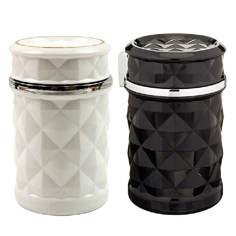 Car Ashtray With LED Light Rhinestone Smokeless Cup Holder Storage Auto Accessory