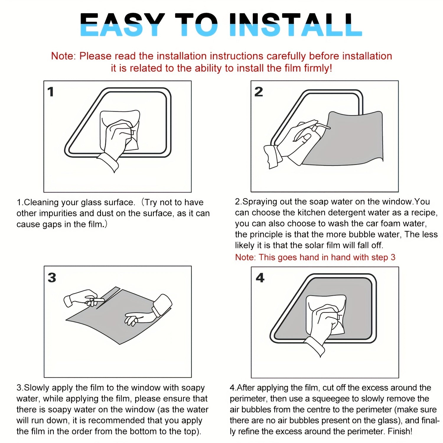 Avtomobil oynasi tormoz film UV himoyasi quyosh nuri 50x300cm