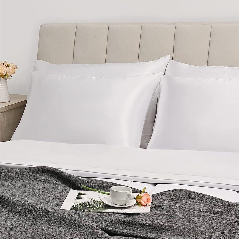 Soch va teri uchun 2 ta saten yostiq qoplamasi to'plami, hashamatli yumshoq yostiq qoplamalari, yotoqxona, divan, talabalar xonasi yoki uy bezaklari uchun yuqori sifatli konvert yostiq qoplamalari, yostiq yadro kiritilmagan.