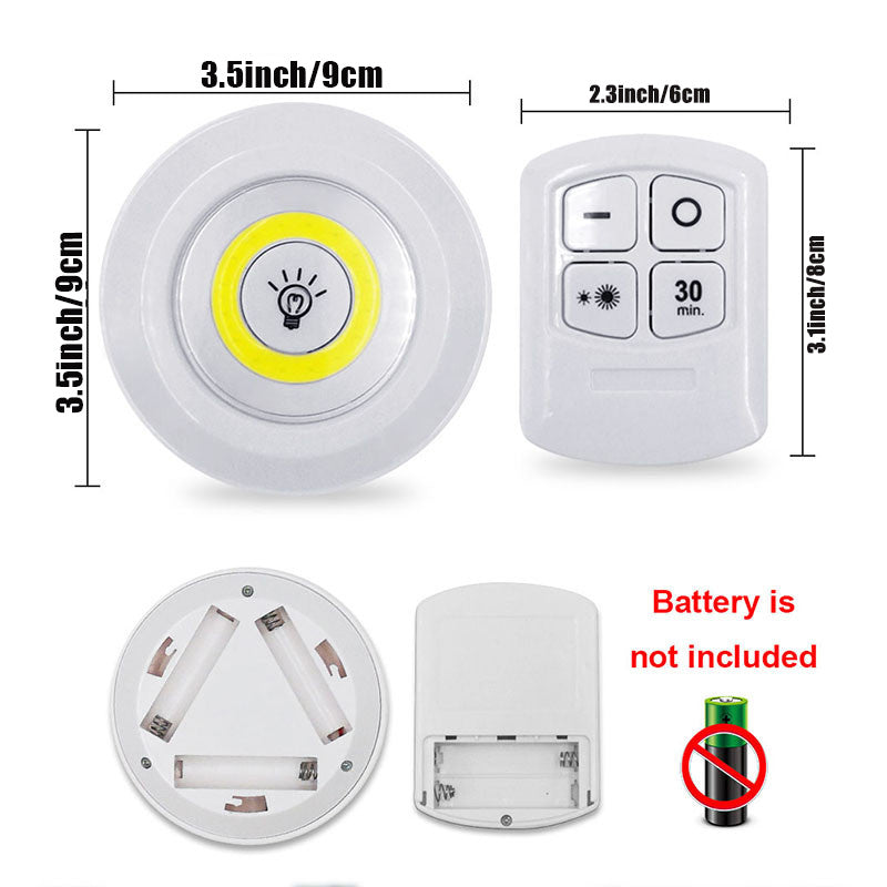 Wireless LED Under-Cabinet Lights with Remote Control for Kitchen and Wardrobe (6 or 3 Pack)