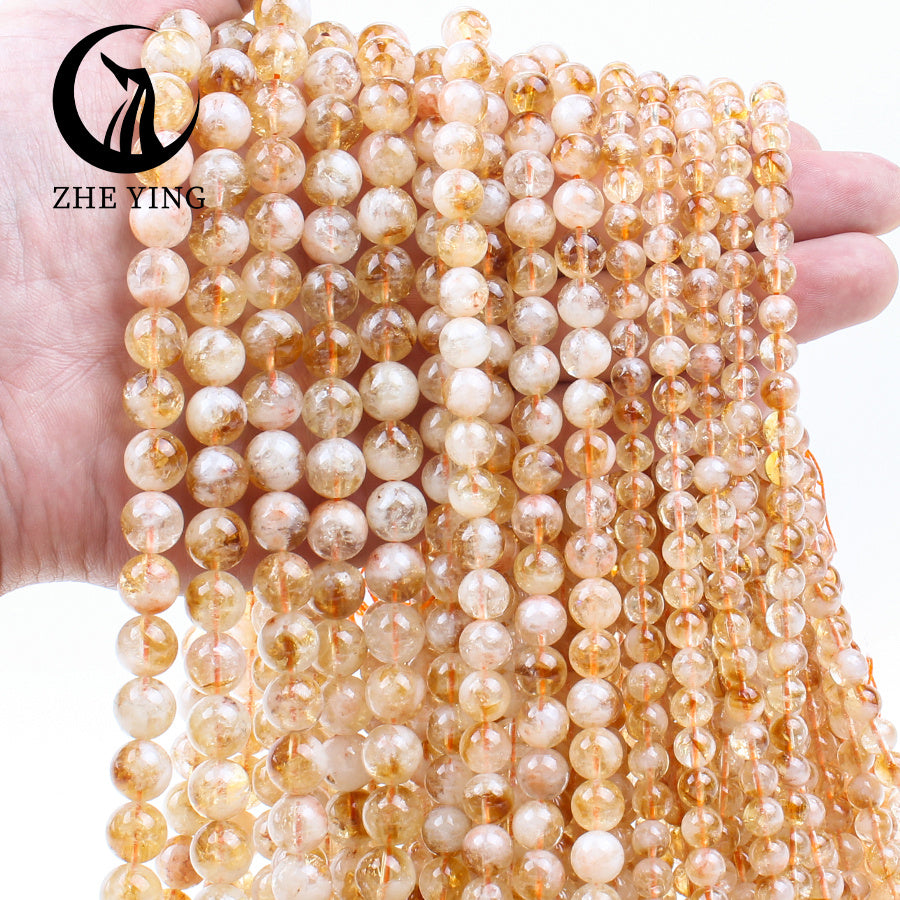 Набор для изготовления украшений с натуральными цитриновыми бусинами для браслетов и ожерелий 4-10 мм