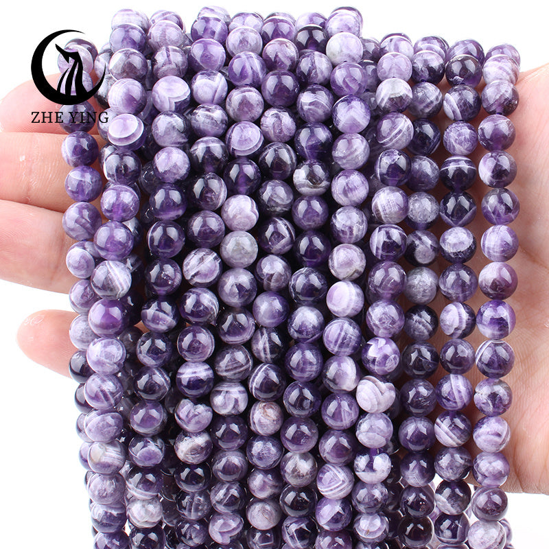 6mm, 8mm, 10mm Tabiiy toshdan tayyorlangan Orzu Amethyst Bead Bezak uchun taqinchoq qilish