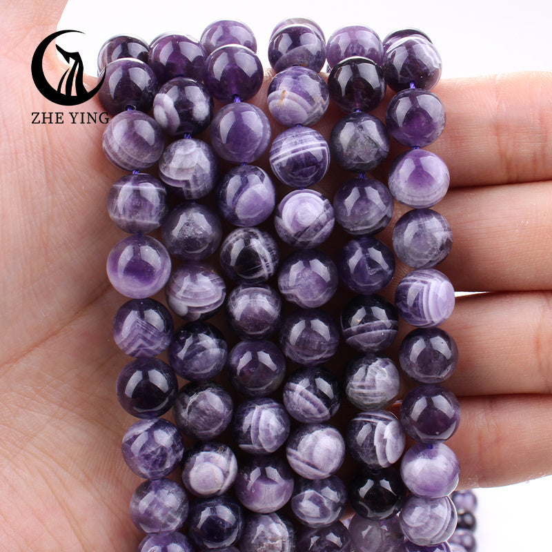 6mm, 8mm, 10mm Tabiiy toshdan tayyorlangan Orzu Amethyst Bead Bezak uchun taqinchoq qilish
