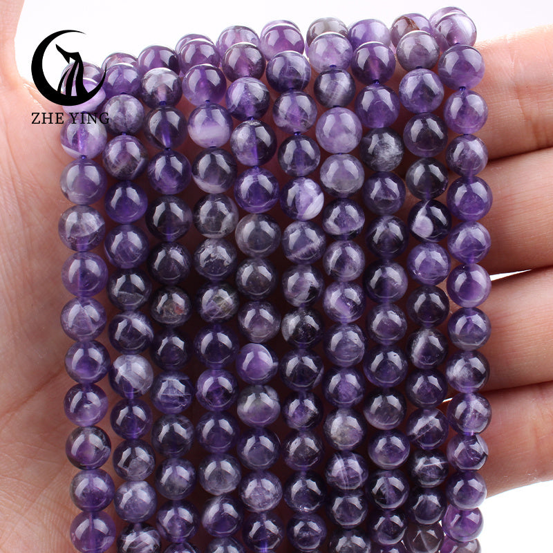 6mm, 8mm, 10mm Tabiiy toshdan tayyorlangan Orzu Amethyst Bead Bezak uchun taqinchoq qilish