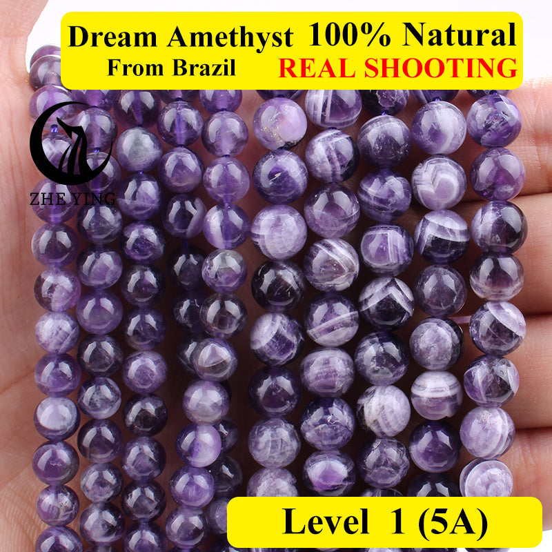 6mm, 8mm, 10mm Tabiiy toshdan tayyorlangan Orzu Amethyst Bead Bezak uchun taqinchoq qilish