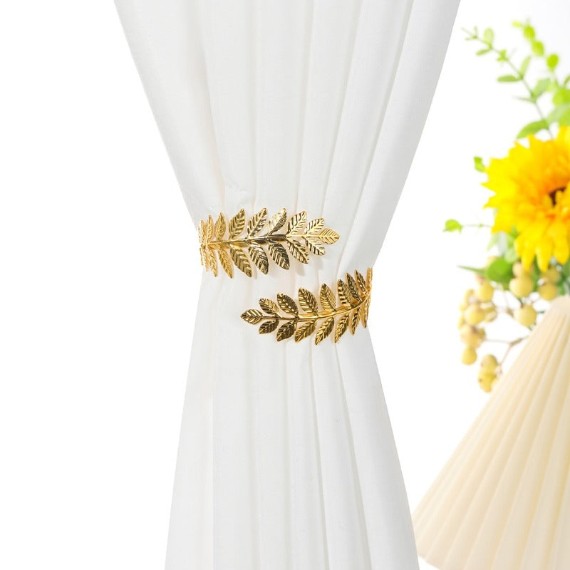 Gold Leaf Curtain Tieback Boho Style Metal Window Accessory
