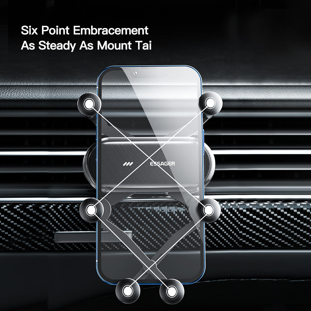Essager Gravity Car Phone Holder iPhone, Samsung, Xiaomi smartfonlari uchun havo ventilyatsiya klipi yordamida.