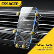 Essager Gravity Car Phone Holder iPhone, Samsung, Xiaomi smartfonlari uchun havo ventilyatsiya klipi yordamida.