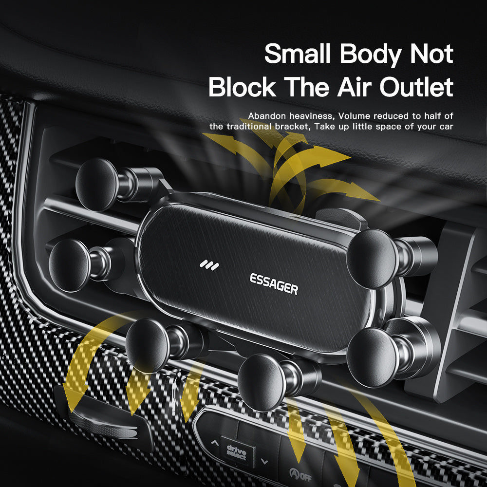 Essager Gravity Car Phone Holder iPhone, Samsung, Xiaomi smartfonlari uchun havo ventilyatsiya klipi yordamida.