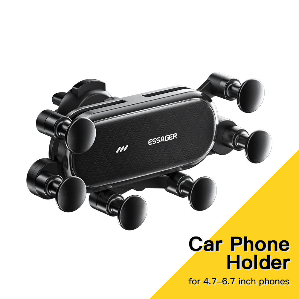 Essager Gravity Car Phone Holder iPhone, Samsung, Xiaomi smartfonlari uchun havo ventilyatsiya klipi yordamida.