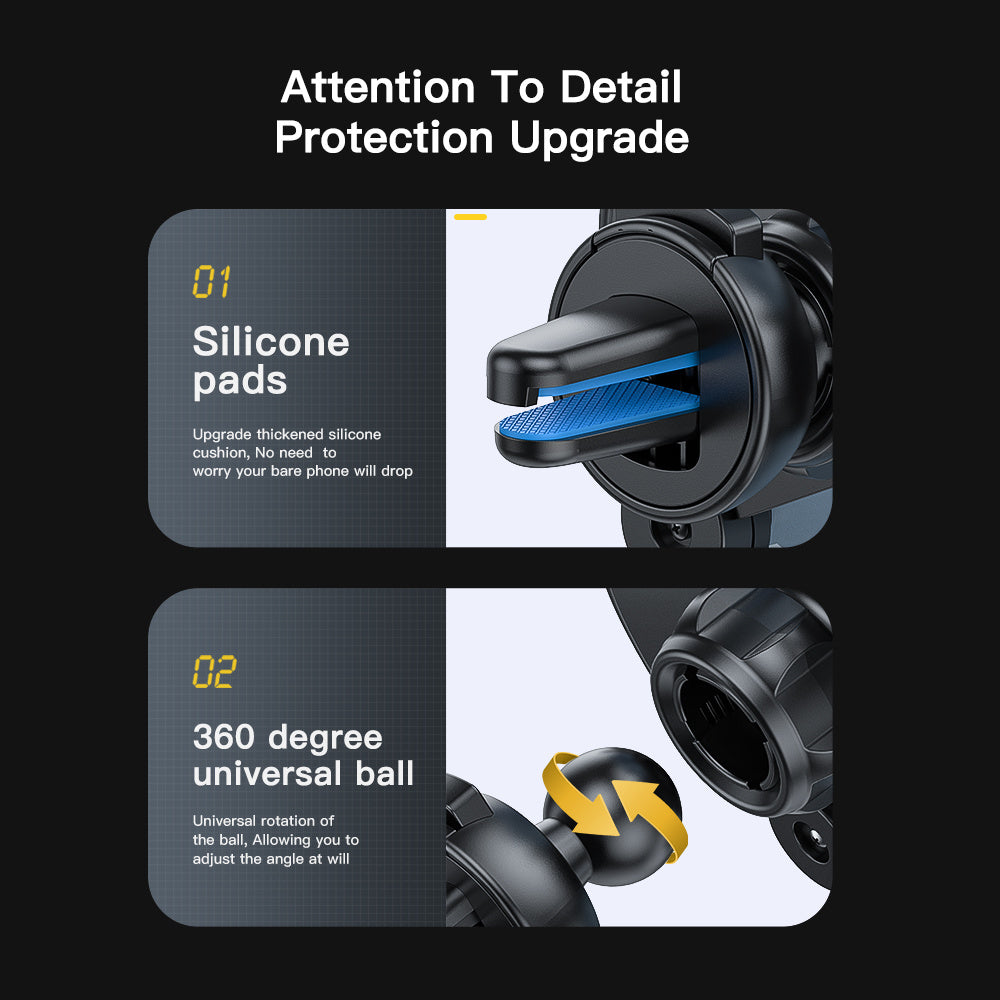 Essager Gravity Car Phone Holder iPhone, Samsung, Xiaomi smartfonlari uchun havo ventilyatsiya klipi yordamida.