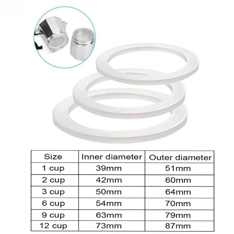 Two Packs Silicone Gasket Set for Moka Pot Espresso Coffee Maker Replacement