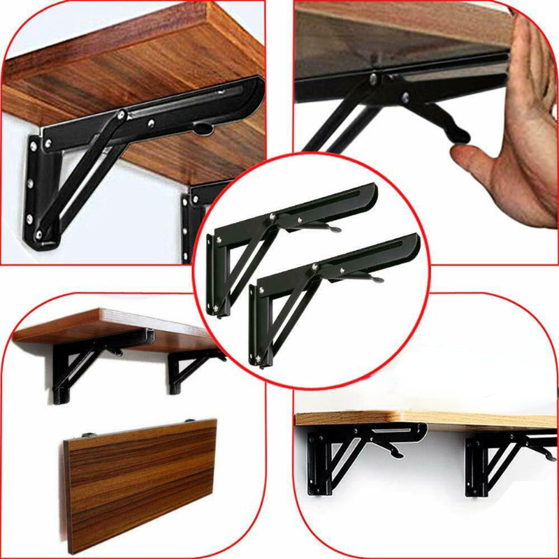 2PCS Folding Bracket Set for RV Caravan Mini Table Black Finish Car Accessories