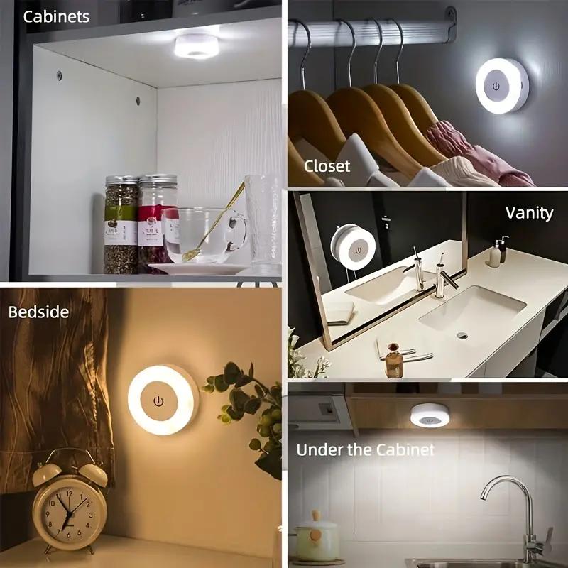 LED Tap Light Wireless Under Cabinet Night Light with 3 Adjustable Colors for Kitchen Bedroom Stairway