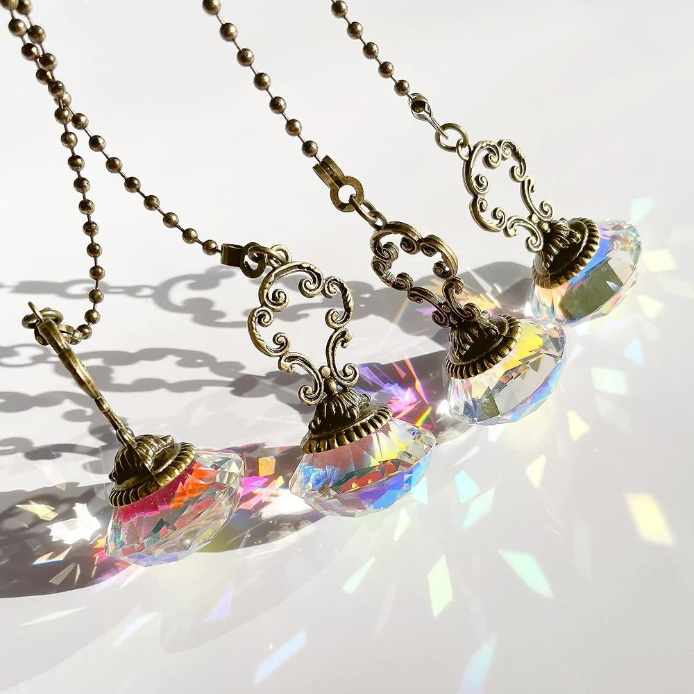 Crystal Crystal Fan Pull Chain Extension for Light Fixtures Ceiling Fans and Lamps Set of 1-4