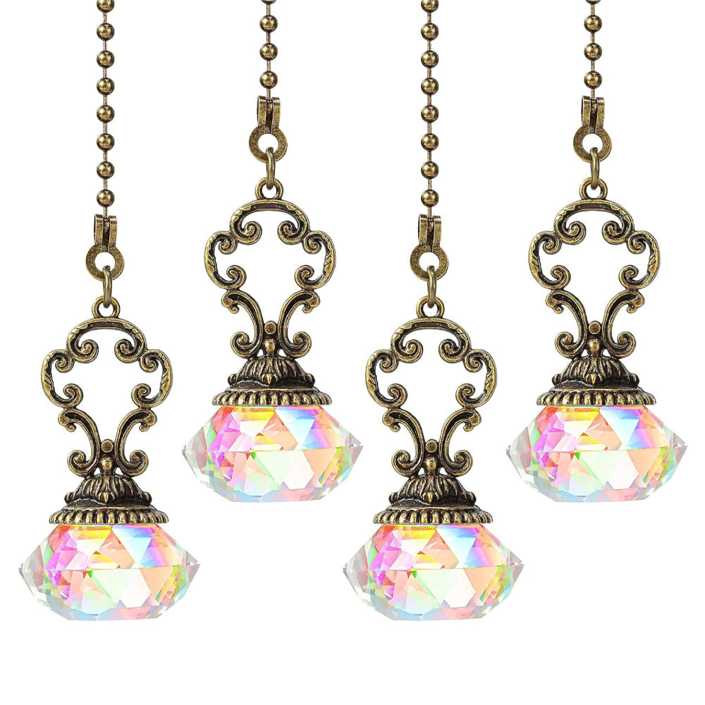 Crystal Crystal Fan Pull Chain Extension for Light Fixtures Ceiling Fans and Lamps Set of 1-4