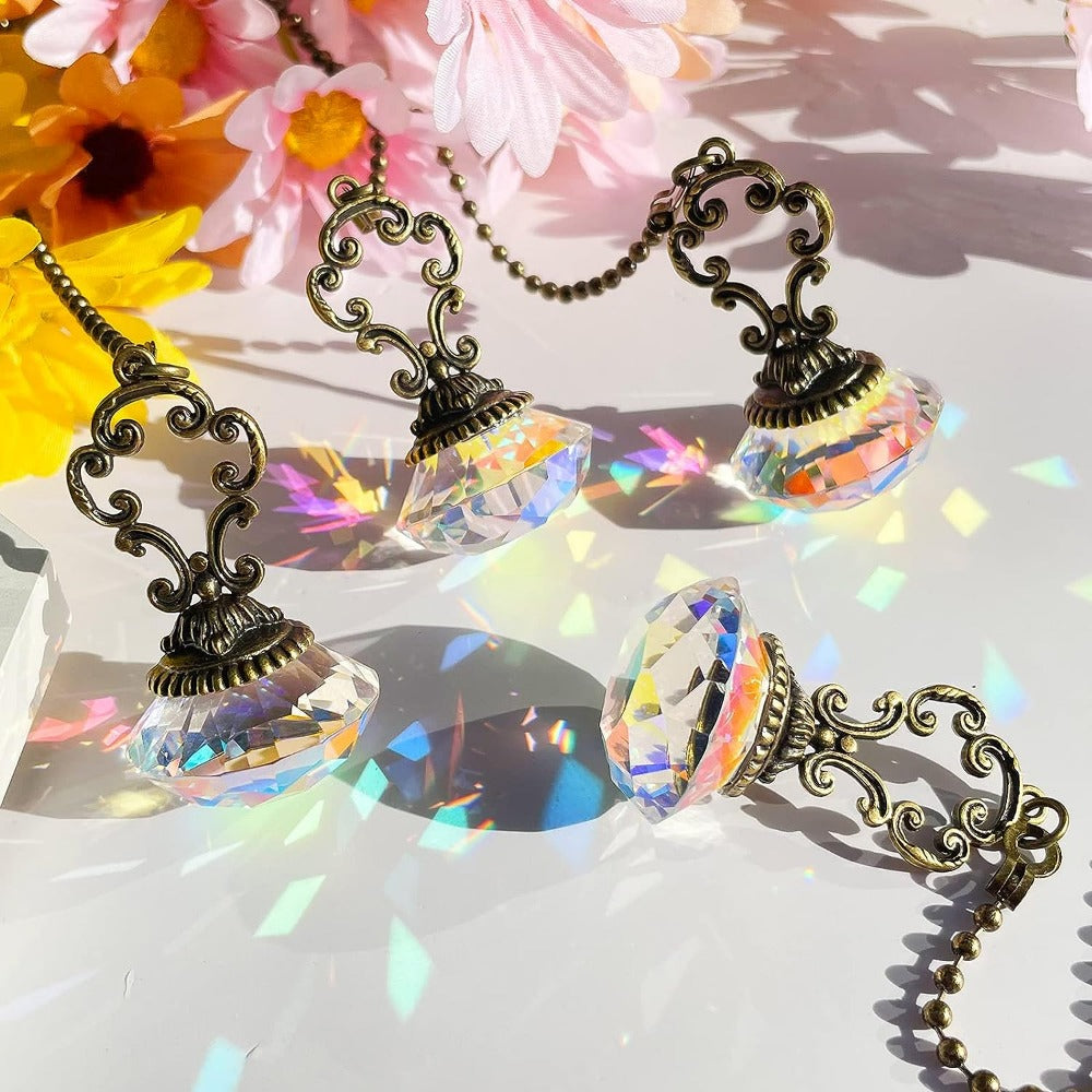 Crystal Crystal Fan Pull Chain Extension for Light Fixtures Ceiling Fans and Lamps Set of 1-4