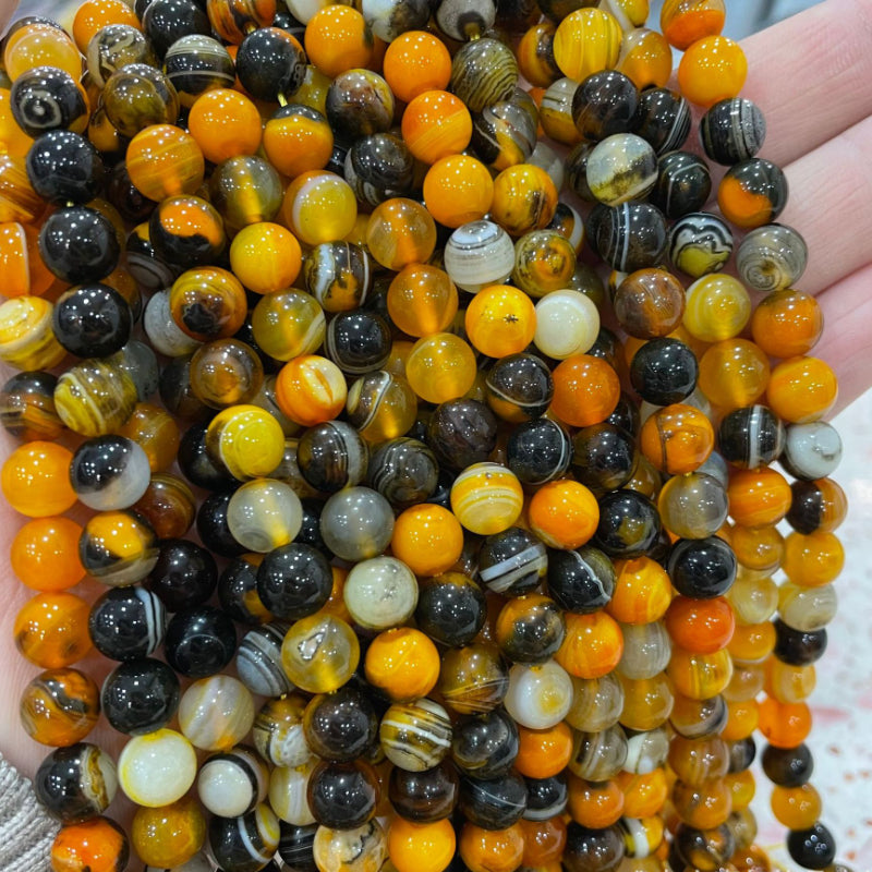 Набор бусин из натурального камня Bumblebee Agate для изготовления украшений, 36/46/60 штук