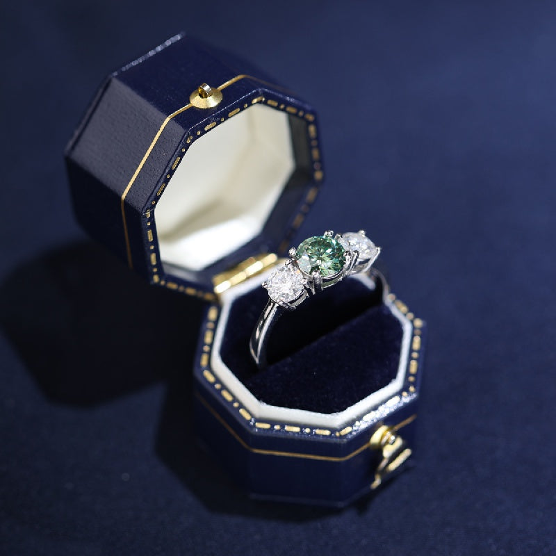 Sterling Silver 2ct Moissanite Promise Ring for Engagement Wedding Gift Box